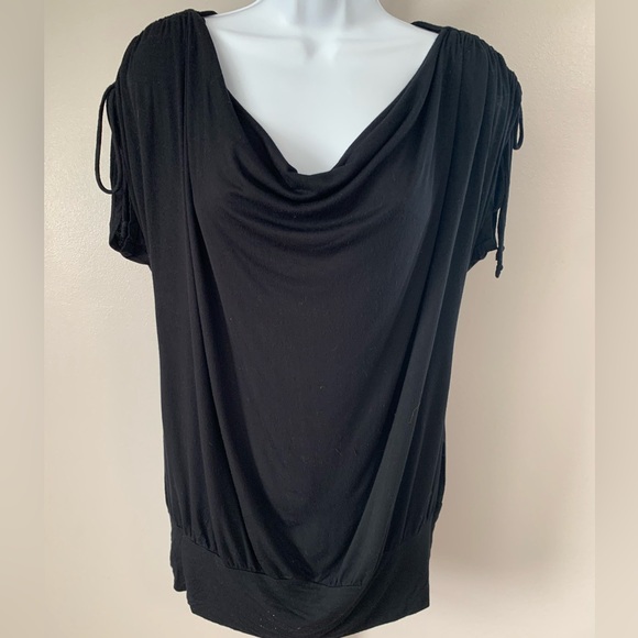 Fashion Bug Black Drape Neck Blouse - Picture 14 of 16